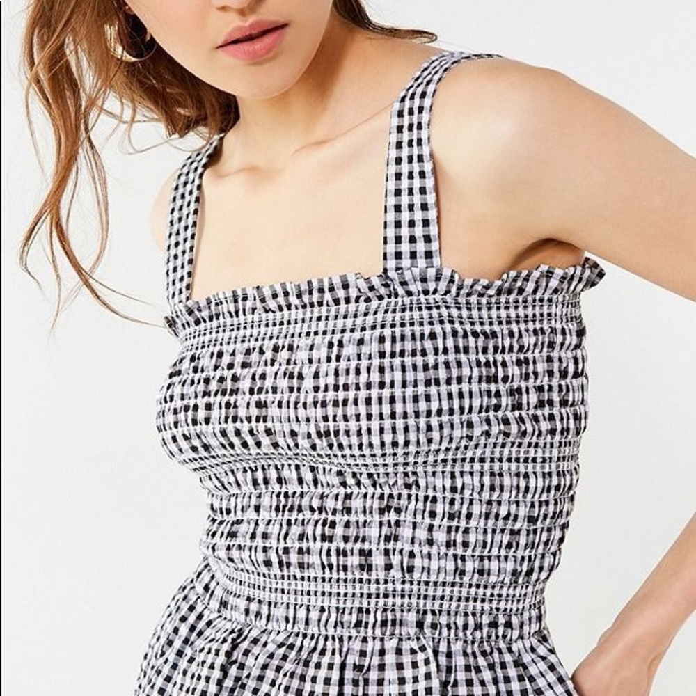 Urban Outfitters Smocked Gingham Tank